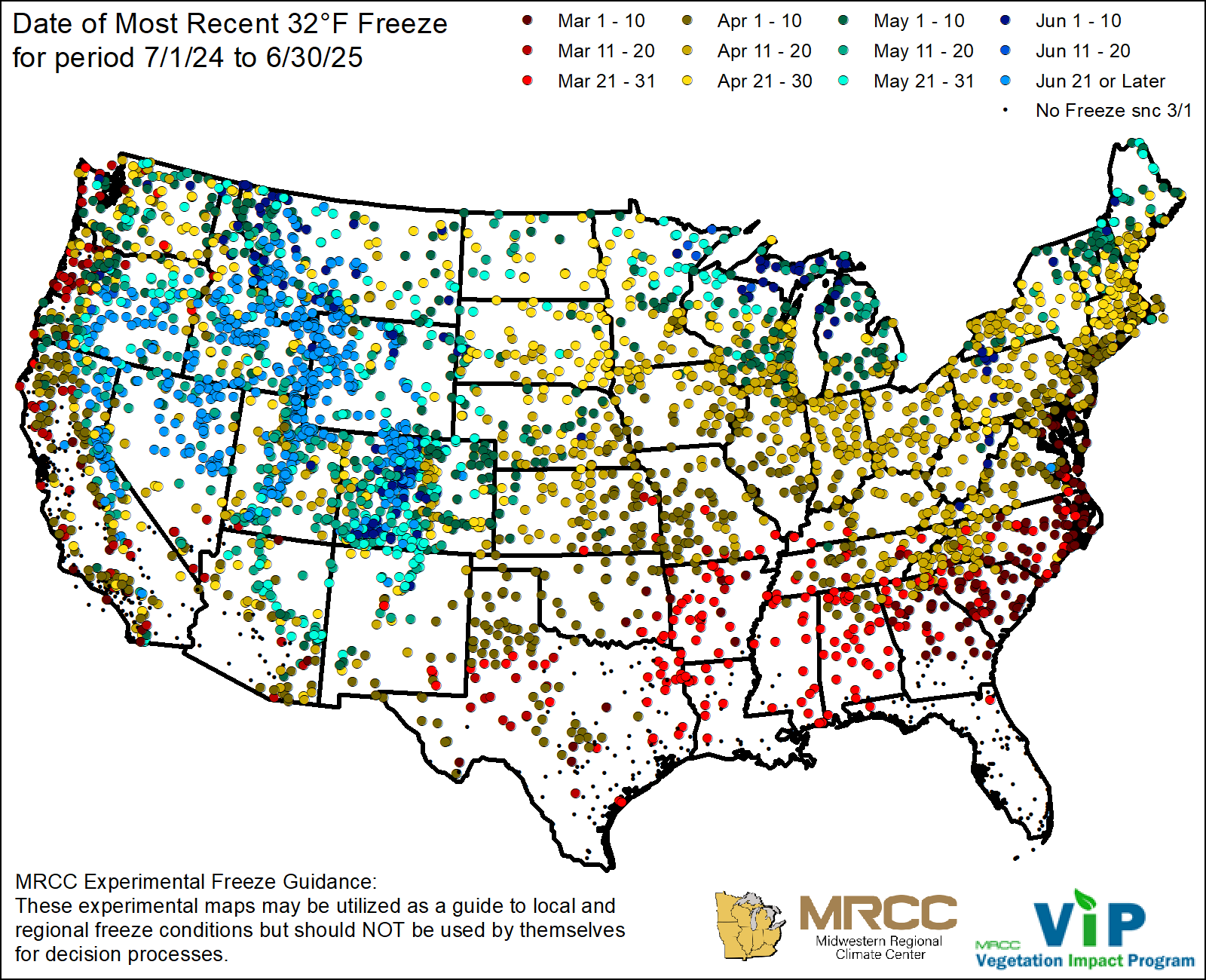 Date of Most Recent 32°F Freeze Date of Most Recent 32°F Freeze
